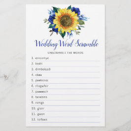Lámina Juego de palabras Sunflower Blue Floral Bridal Sho