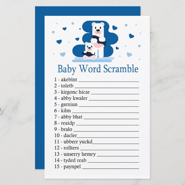 Lámina Juego de peleas de oso polar Baby word (Anverso / Reverso)