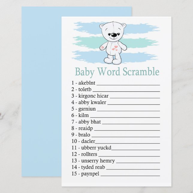 Lámina Juego de peleas de oso polar Baby word (Anverso / Reverso)