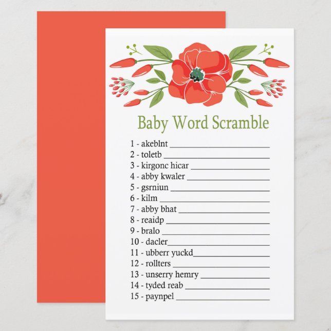 Lámina Juego de peleas de palabras de bebé (Anverso / Reverso)