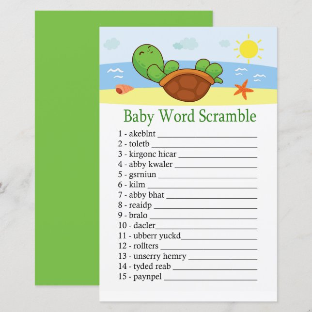 Lámina Juego de peleas de palabras de bebé (Anverso / Reverso)