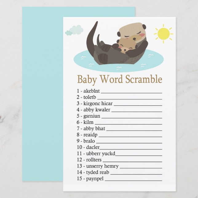 Lámina Juego de peleas de palabras de Otter Baby (Anverso / Reverso)