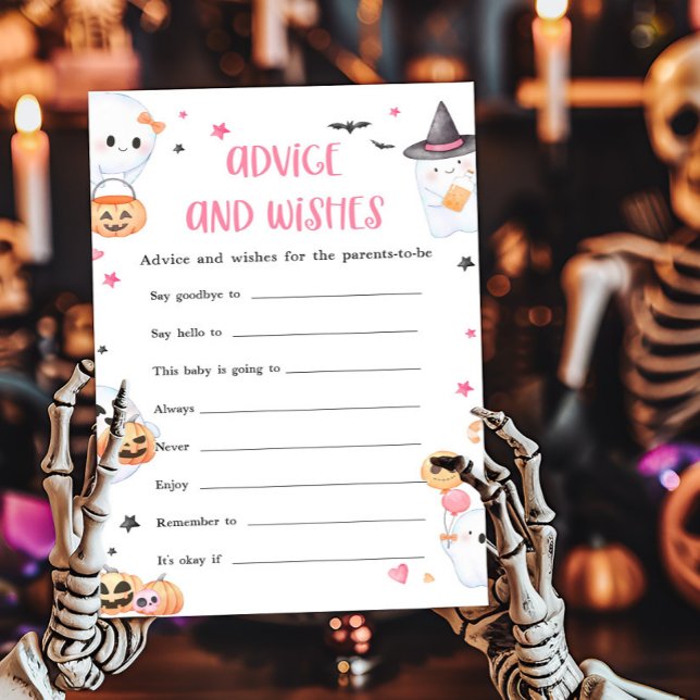 Lámina Juego de pequeños consejos y deseos de Halloween r (Baby is Brewing Baby Shower Advice and Wishes Game)