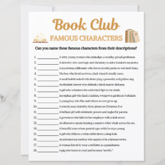 Lámina Juego de Personajes Famosos del Club de Lectura