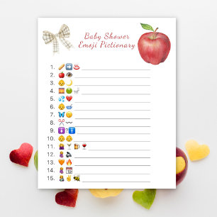 Lámina Juego de Pictionary de baby shower con emoji de ma