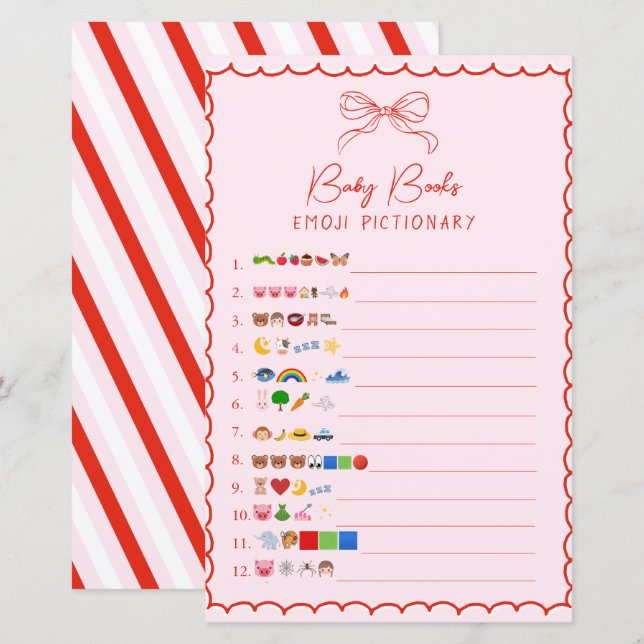 Lámina Juego de Pictionary de Emoji de Libros para Bebés  (Anverso / Reverso)