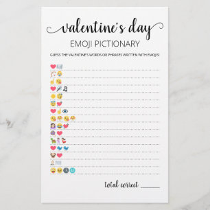Lámina Juego de Pictionary de Emoji del día de San Valent