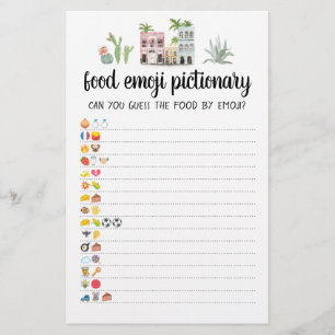 Lámina Juego de Pictionary de emojis de comida con respue