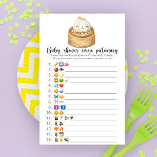 Lámina Juego de Pictionary de emojis para baby shower de