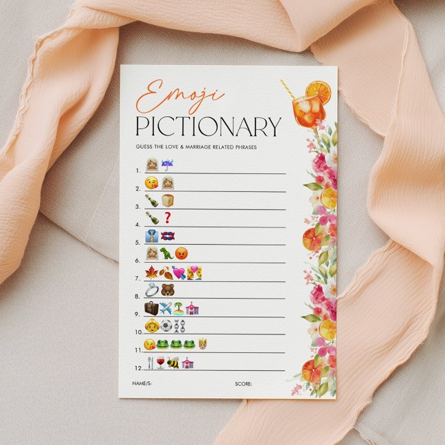 Lámina Juego de Pictionary de Emojis para Despedida de So (Emoji Pictionary Bridal Shower Game | Love at First Spritz Theme)