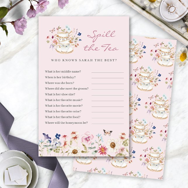 Lámina Juego de Pink Spill The Tea (Pink Bridal Shower Spill The Tea Game by Painted Paperie
)