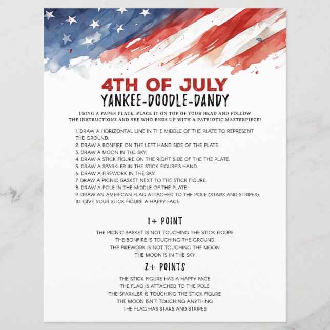 Lámina Juego de Plates 4 de Julio Juego de Fiestas (Anverso)