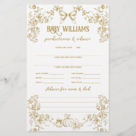 Lámina Juego de predicción de Baby Shower con sabor a cal