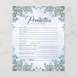 Lámina Juego de predicción de Baby Shower de flores verde