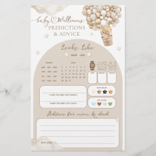 Lámina Juego de predicción de Baby Shower neutra en relac