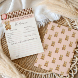 Lámina Juego de predicción de Baby Shower rosa para Rubor