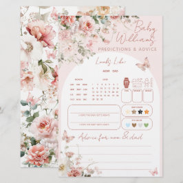 Lámina Juego de predicción de bebé floral rosa mariposa