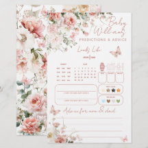 Juego de predicción del bebé floral rosa de maripo