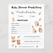Juego de predicciones Baby Shower de Woodland Boy