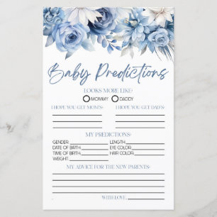 Lámina Juego de predicciones de Baby Shower Dusty Blue Fl