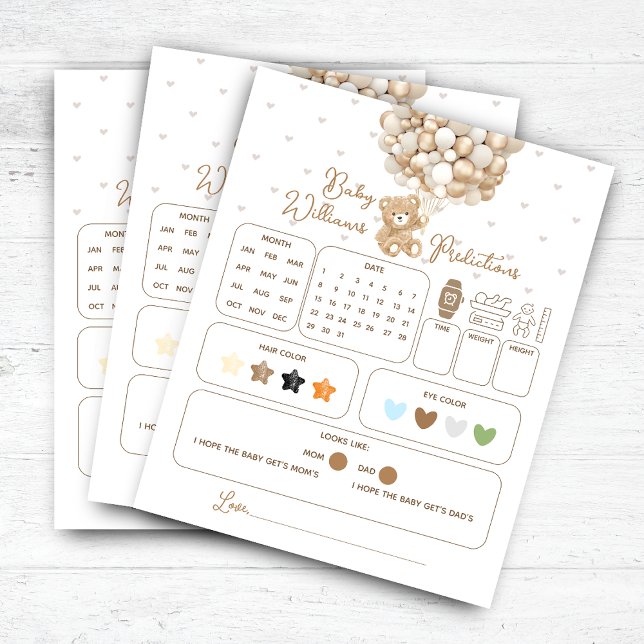 Lámina Juego de predicciones de Baby Shower en globo de o (Subido por el creador)