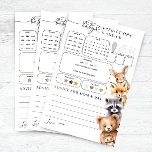 Lámina Juego de predicciones de Baby Shower para animales