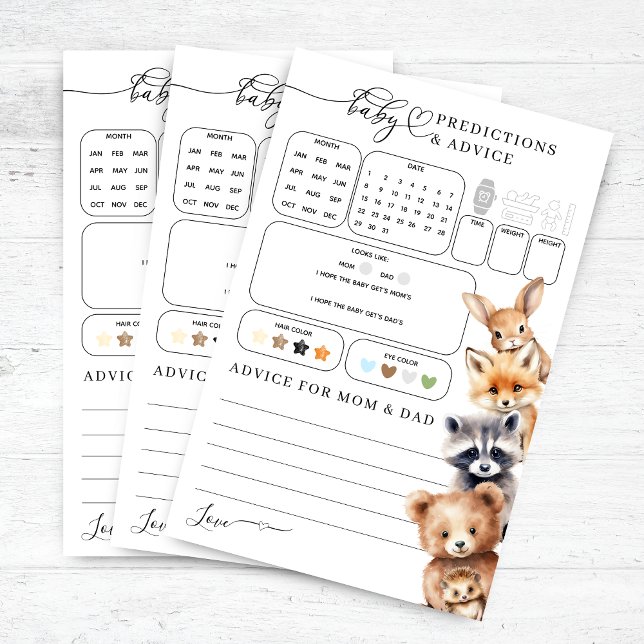 Lámina Juego de predicciones de Baby Shower para animales (Subido por el creador)
