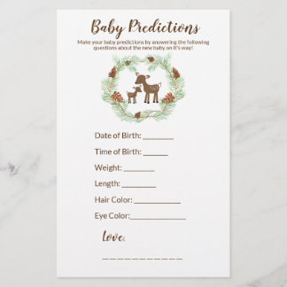 Lámina Juego de predicciones de Baby Shower para venados
