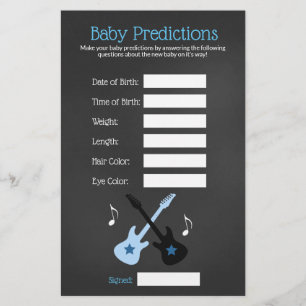 Lámina Juego de predicciones de Baby Shower Rock a bye Ro