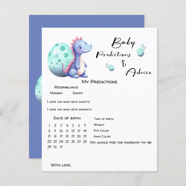 Lámina Juego de predicciones de pequeños dinosaurios (Anverso / Reverso)