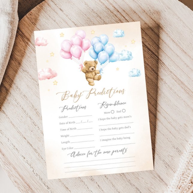Lámina Juego de predicciones de revelación de género de o (Bear Gender Reveal Game)