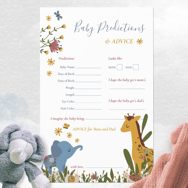 Lámina Juego de Predicciones Florales para Bebés Pequeños (Cute Animals Floral Predictions and Advice Game ©Susanne Sachers - Sunny Mind Design 🌞)