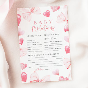 Lámina Juego de predicciones para baby shower con lazo ro