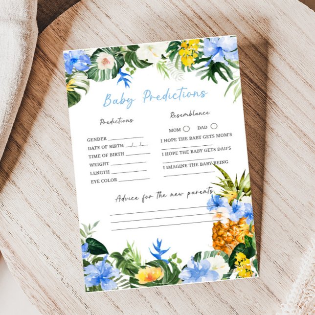 Lámina Juego de predicciones para baby shower de Aloha Pi (Aloha Baby Baby Shower Game)