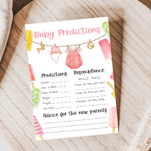 Lámina Juego de predicciones para baby shower de niña con