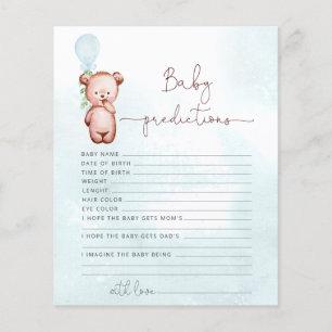 Lámina Juego de predicciones para baby shower de osito