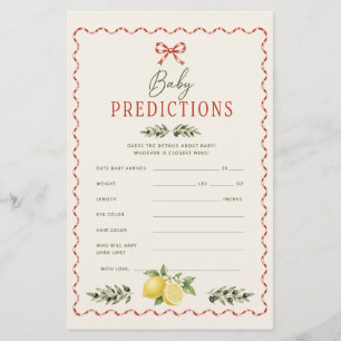 Lámina Juego de predicciones para baby shower del Mercado