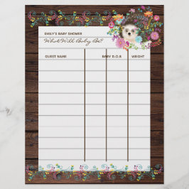 Lámina Juego de predicciones para Baby Shower - Flores de