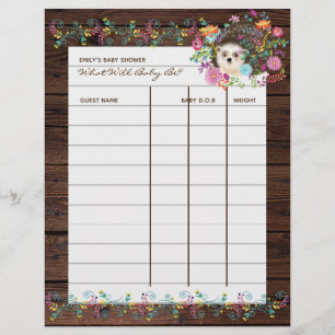 Lámina Juego de predicciones para Baby Shower - Flores de