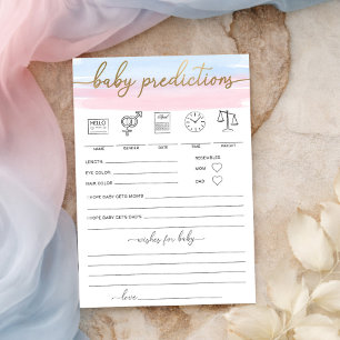 Lámina Juego de predicciones para bebé con acuarela rosa