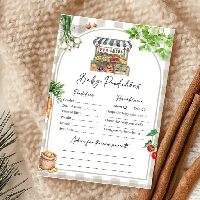 Lámina Juego de predicciones para bebé cultivado localmen (Farmers Market Baby Shower Baby Predictions Game)