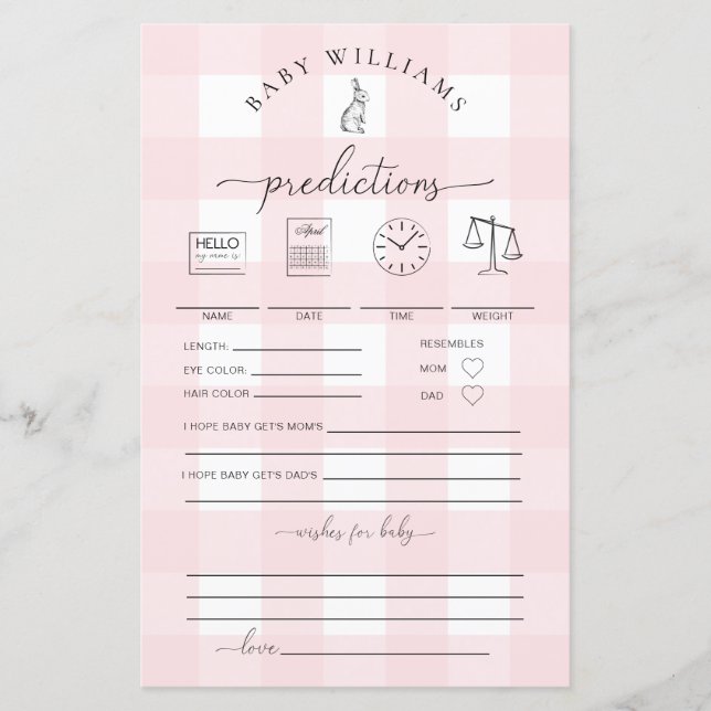 Lámina Juego de Predicciones para Bebés Buñuelos Rosa Gin (Anverso)