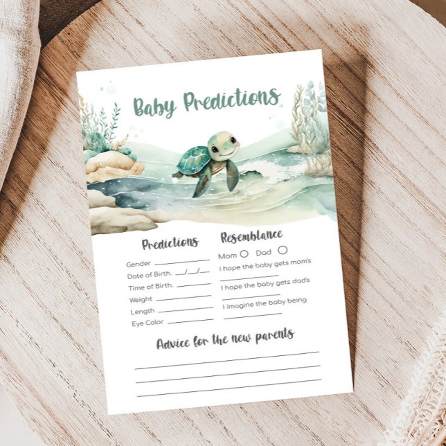 Lámina Juego de predicciones para bebés de Baby Shower co (Sea Turtle Baby Shower Game)