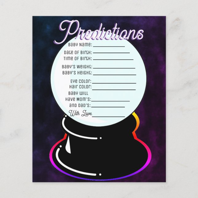 Lámina Juego de predicciones para bebés de crystal Ball (Anverso)