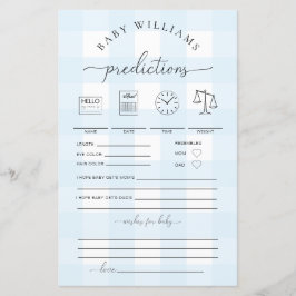 Lámina Juego de Predicciones para Bebés de Gingham Azul