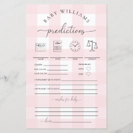 Lámina Juego de Predicciones para Bebés de Gingham Rosa