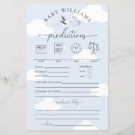 Lámina Juego de predicciones para bebés de la cigüeña azu