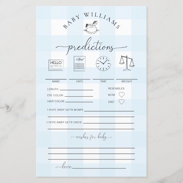 Lámina Juego de predicciones para bebés de los caballos d (Anverso)