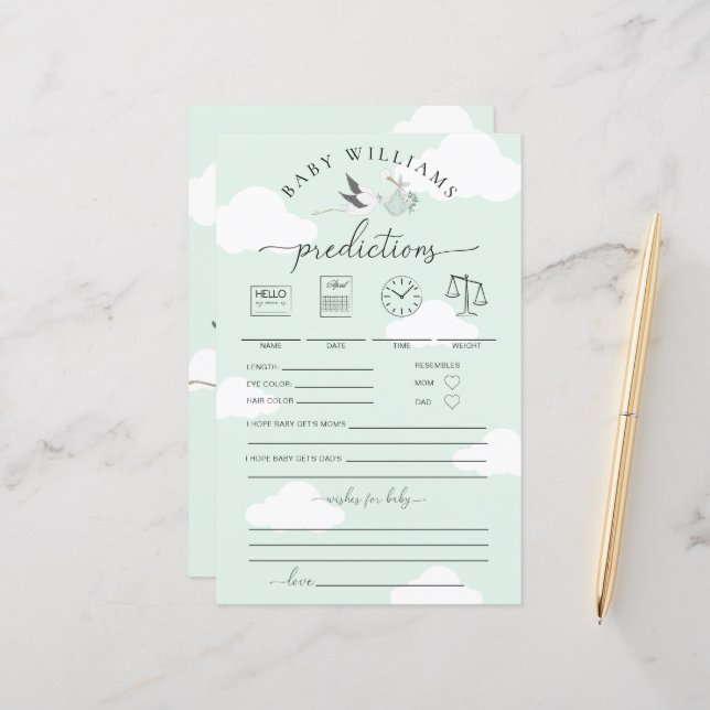 Lámina Juego de predicciones para bebés de Mint Green Sto (Anverso/Reverso In Situ)