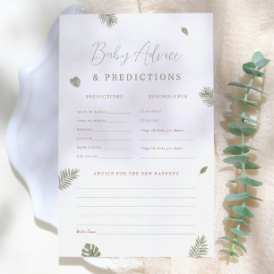Lámina Juego de predicciones y consejos para baby shower 